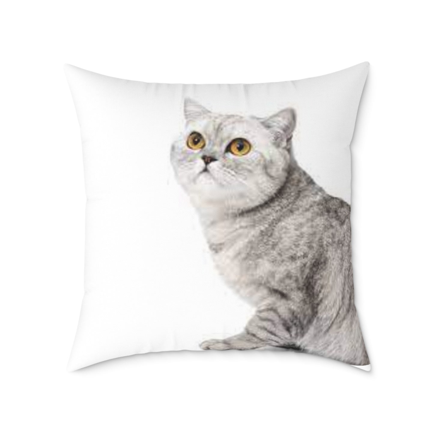 Custom Gray Cat Square Poly Canvas Pillow - Perfect for Pet Lovers