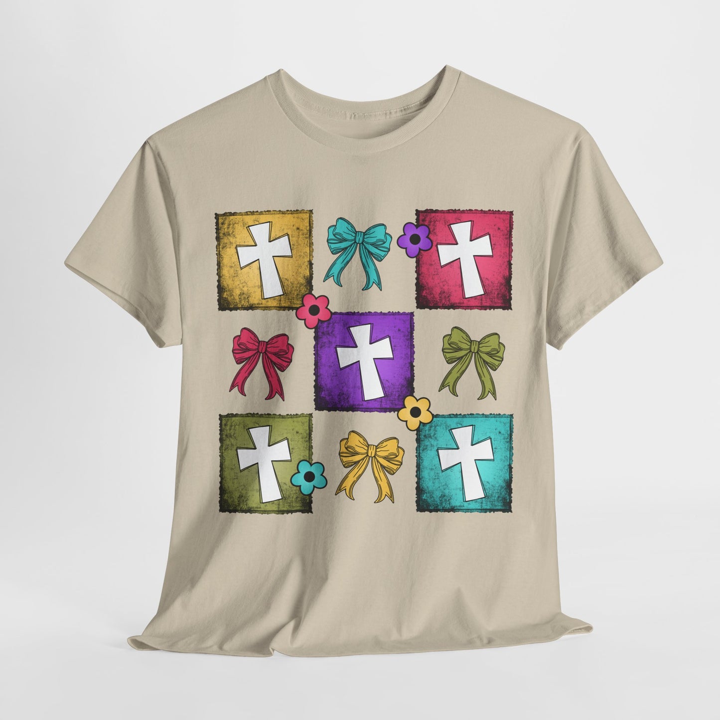 Colorful Cross Design Cotton Tee - Faith & Celebration