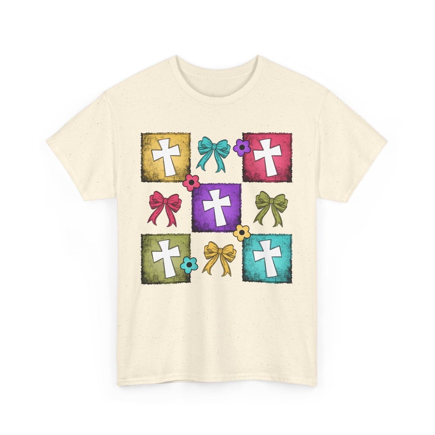 Colorful Cross Design Cotton Tee - Faith & Celebration