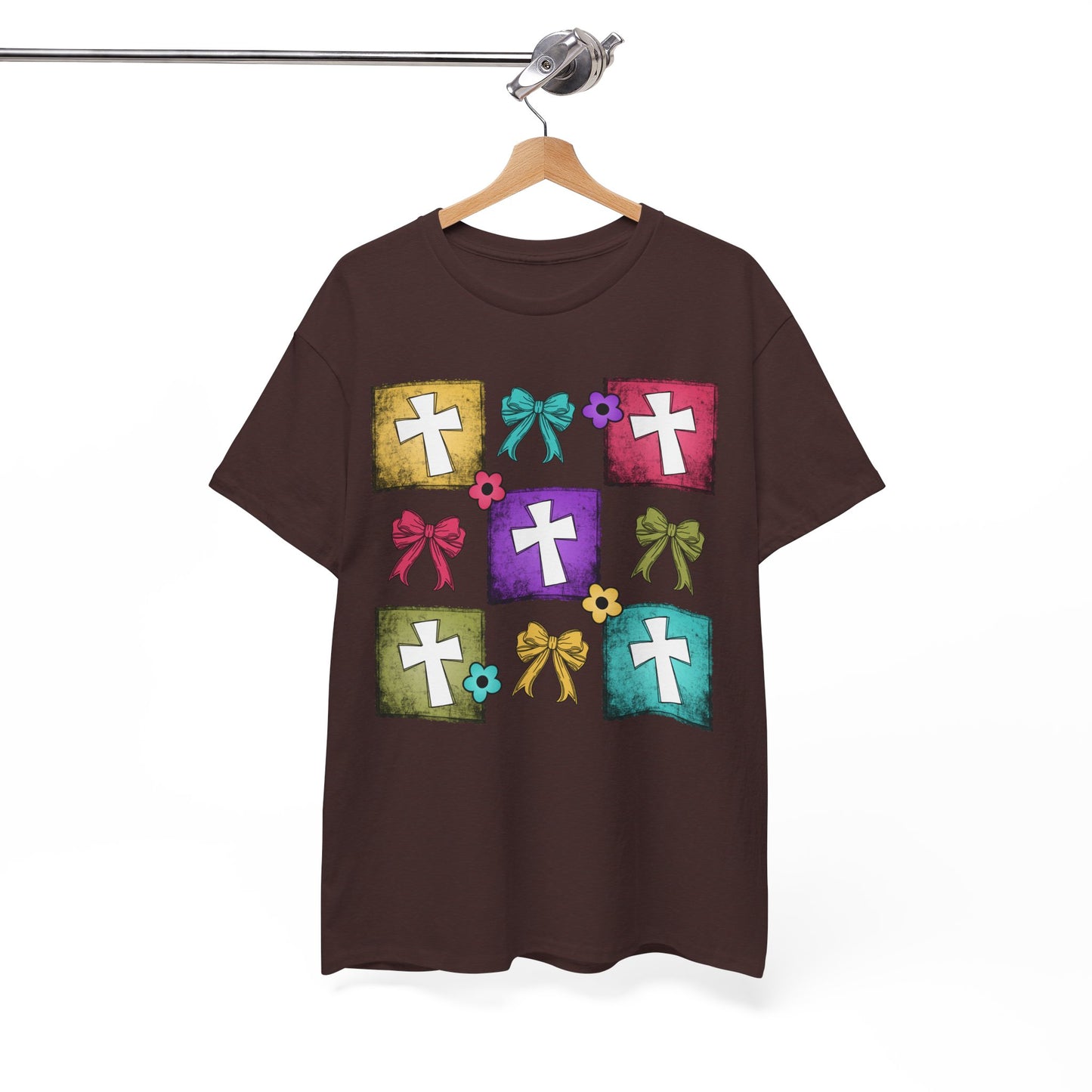 Colorful Cross Design Cotton Tee - Faith & Celebration