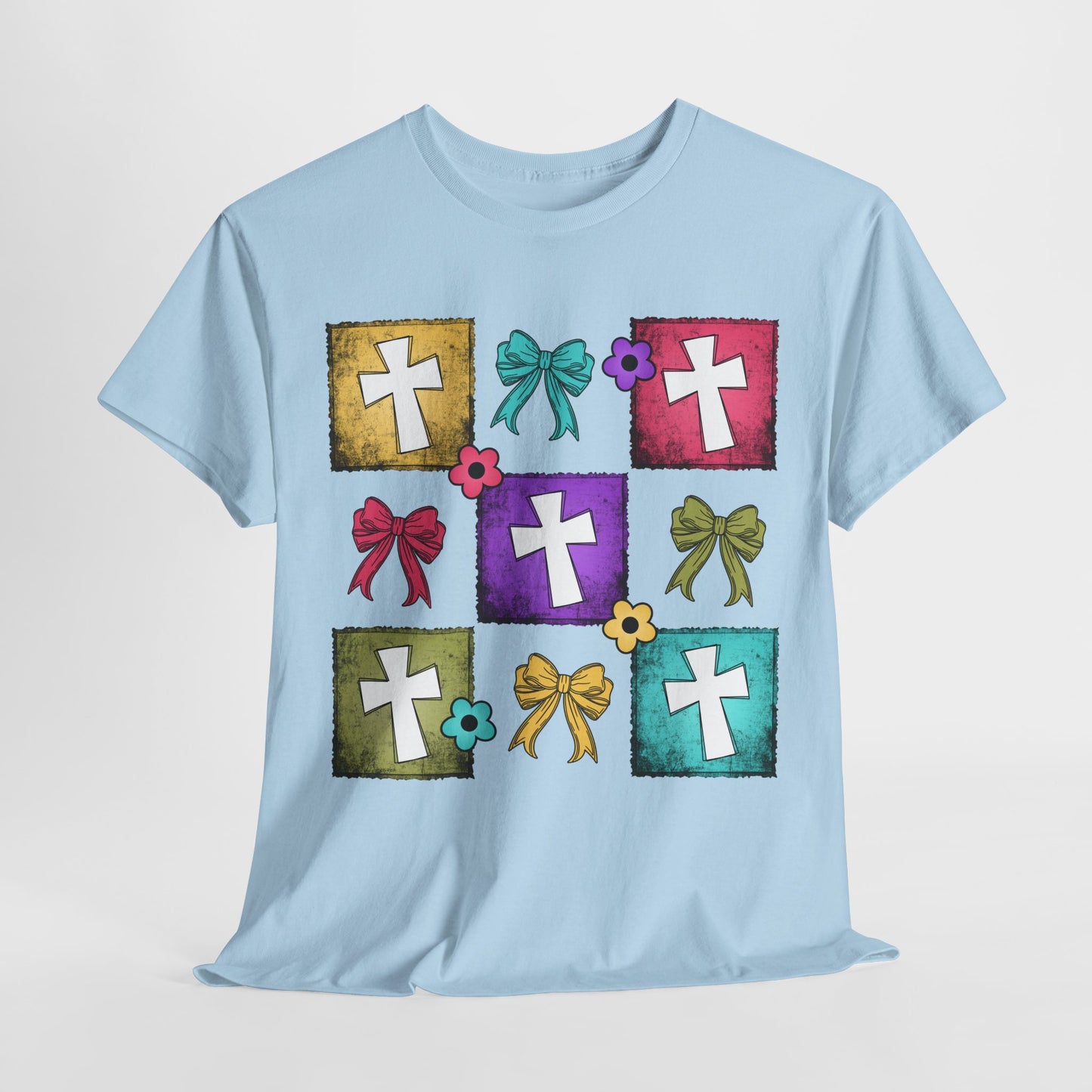 Colorful Cross Design Cotton Tee - Faith & Celebration