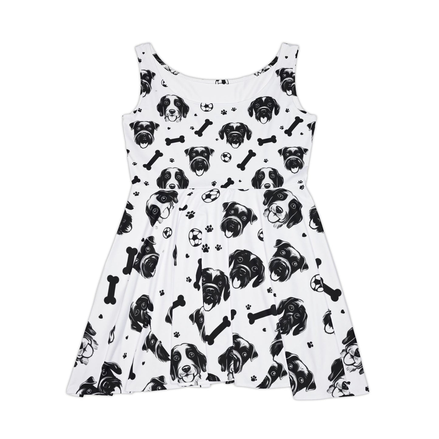 Playful Dog Print Women's Skater Dress – Perfect for Pet Lovers & Casual Outings
