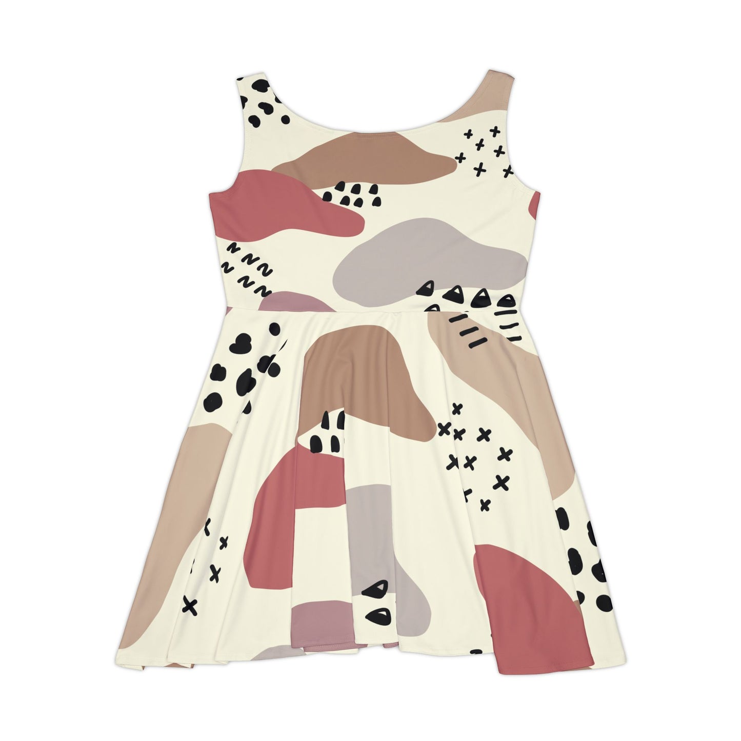 Trendy Women's Skater Dress - Abstract Color Block Design