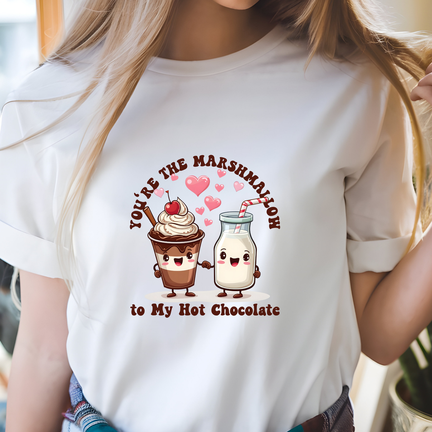 You're the Marshmallow Unisex Heavy Cotton Tee - Cute Hot Chocolate Design for Sweethearts