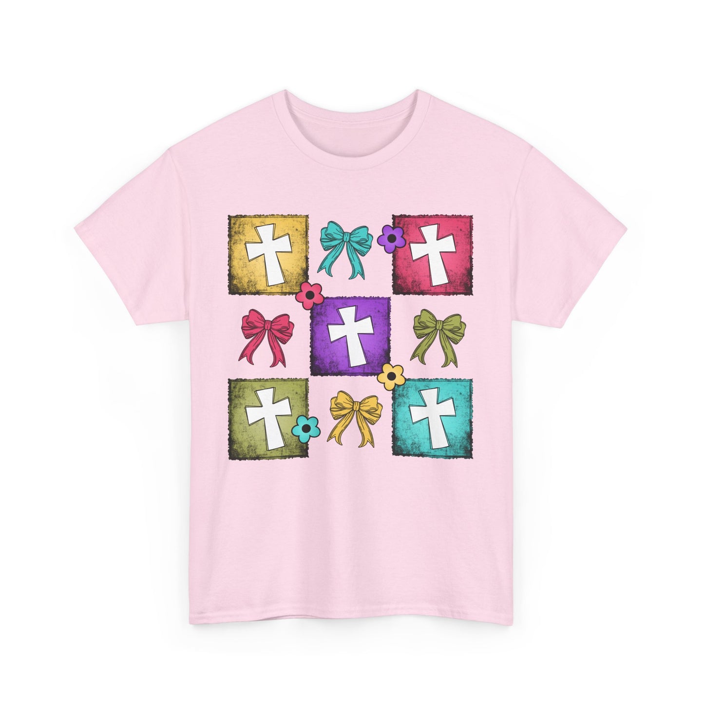 Colorful Cross Design Cotton Tee - Faith & Celebration