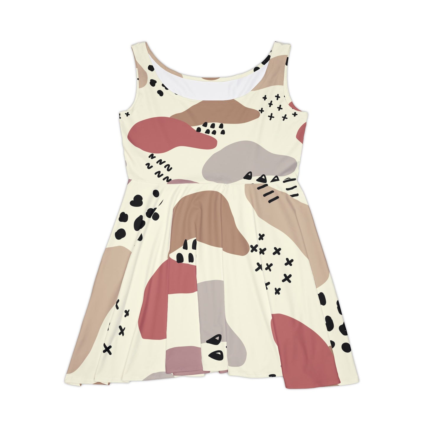 Trendy Women's Skater Dress - Abstract Color Block Design
