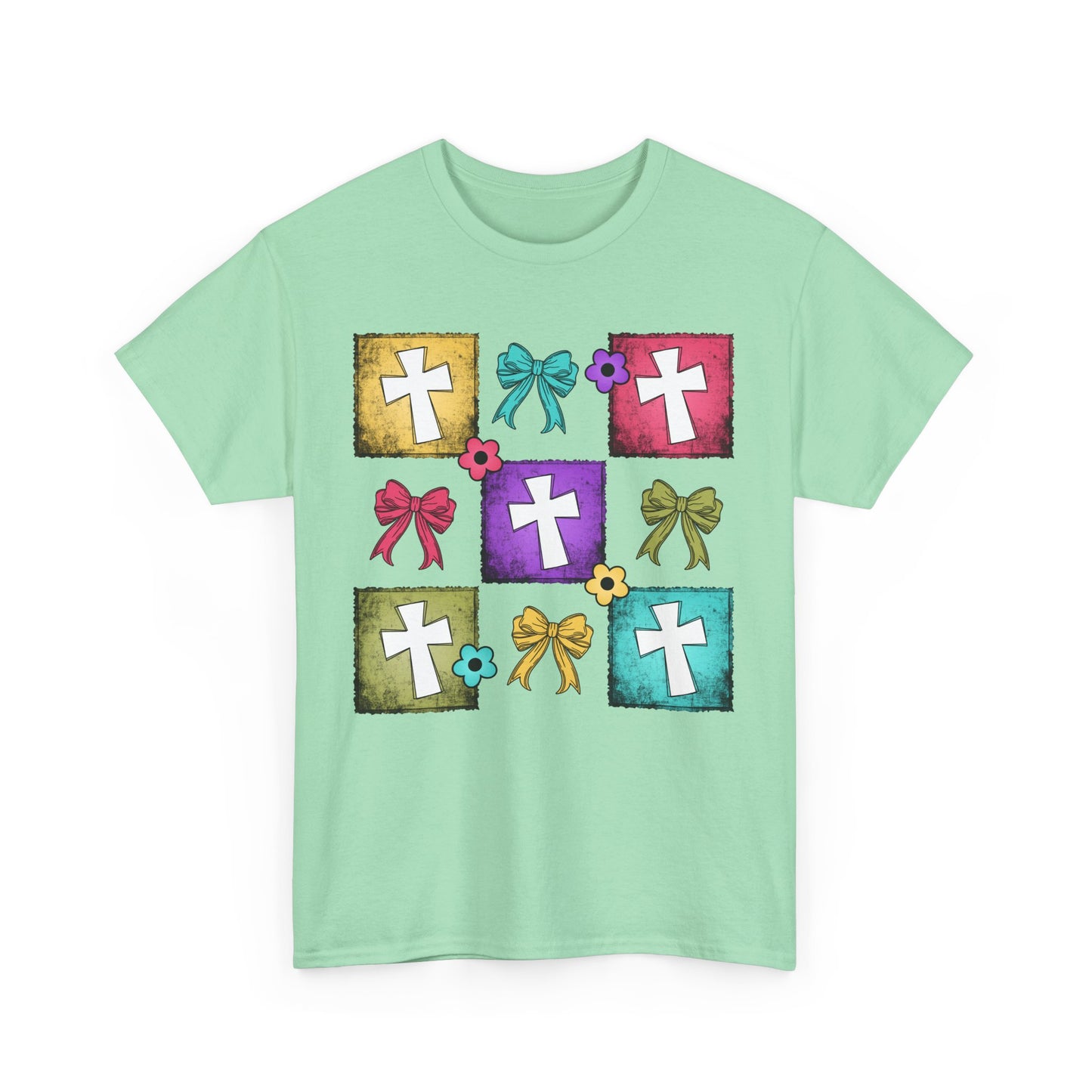 Colorful Cross Design Cotton Tee - Faith & Celebration
