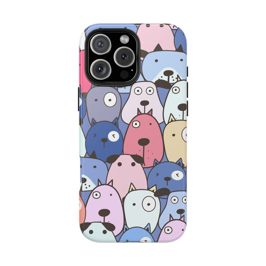 Colorful Dog Pattern Tough Phone Case – Perfect for Pet Lovers!