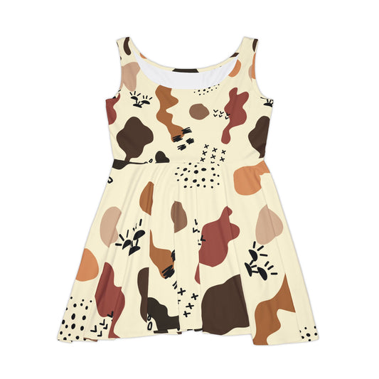 Bohemian Women's Skater Dress with Abstract Print