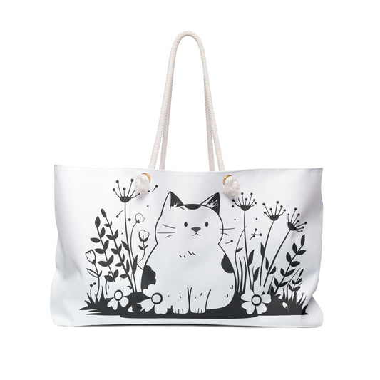 Cute Floral Cat Weekender Bag - Ideal for Animal Lovers and Weekend Getaways