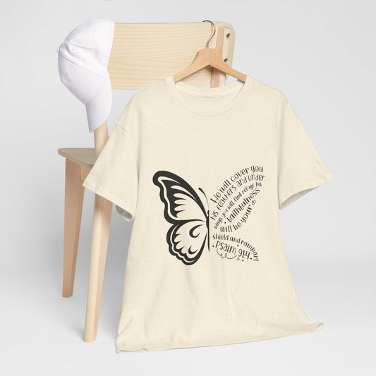 Butterfly Comfort Tee - Psalm 91:4 Inspirational Design