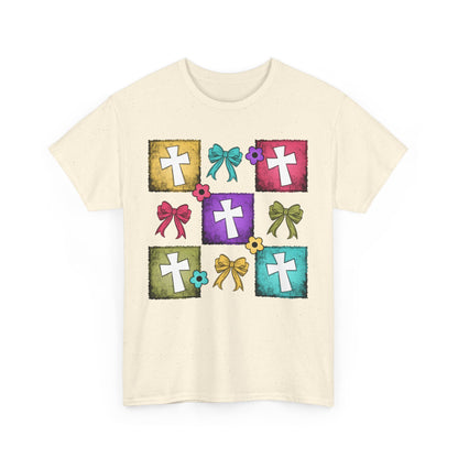 Colorful Cross Design Cotton Tee - Faith & Celebration