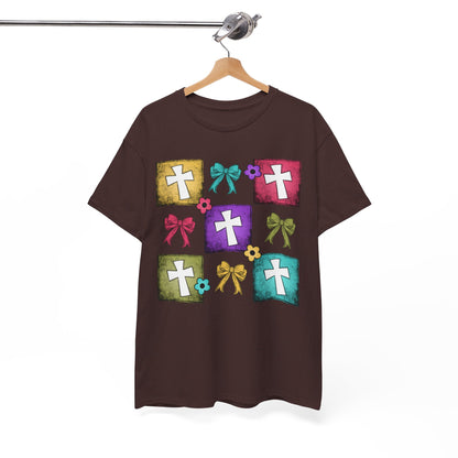 Colorful Cross Design Cotton Tee - Faith & Celebration