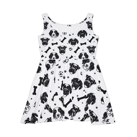 Playful Dog Print Women's Skater Dress – Perfect for Pet Lovers & Casual Outings