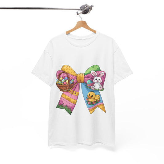 Easter Celebration Unisex Heavy Cotton Tee with Basket & Bow Design