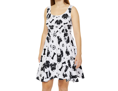 Playful Dog Print Women's Skater Dress – Perfect for Pet Lovers & Casual Outings