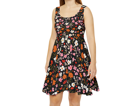 Floral Print Women's Skater Dress - Perfect for Spring Celebrations