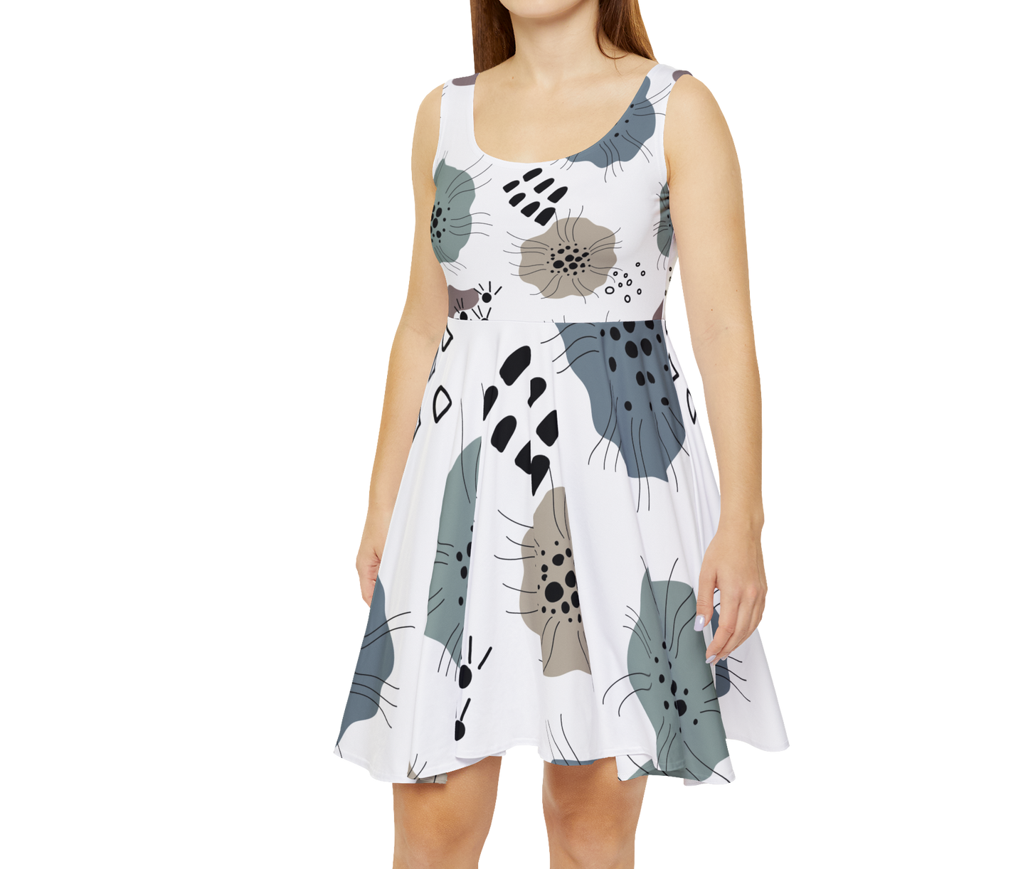 Floral Print Women's Skater Dress - Comfortable & Chic Summer Style