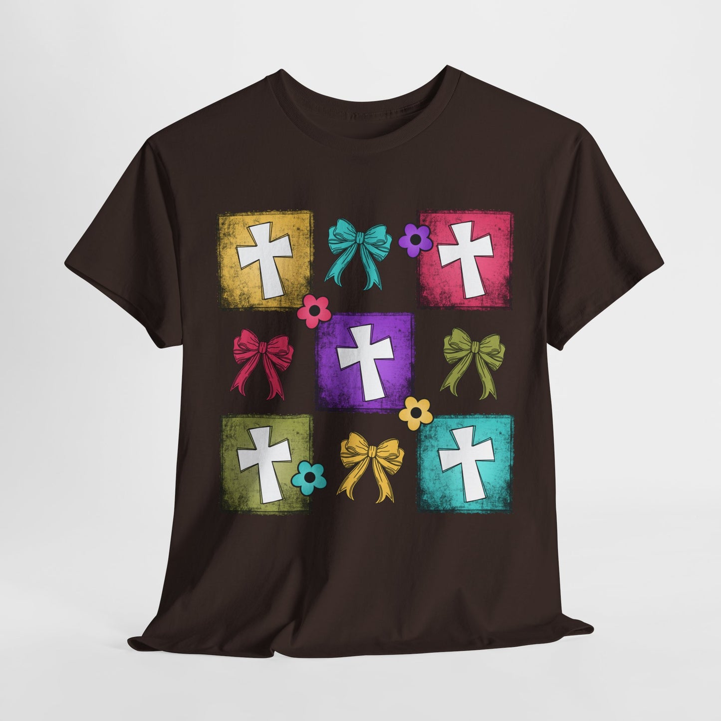 Colorful Cross Design Cotton Tee - Faith & Celebration