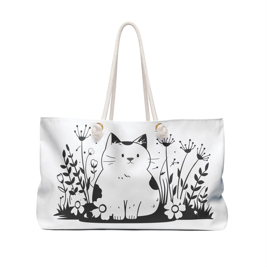Cute Floral Cat Weekender Bag - Ideal for Animal Lovers and Weekend Getaways