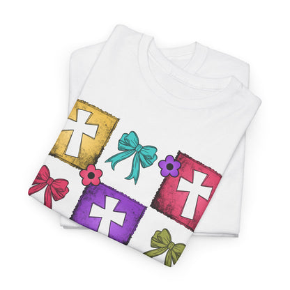 Colorful Cross Design Cotton Tee - Faith & Celebration